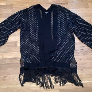 Express Drop Shoulder 3/4 Sleeve Polka Dot Boho Semi Sheer Kimono Women’s OS